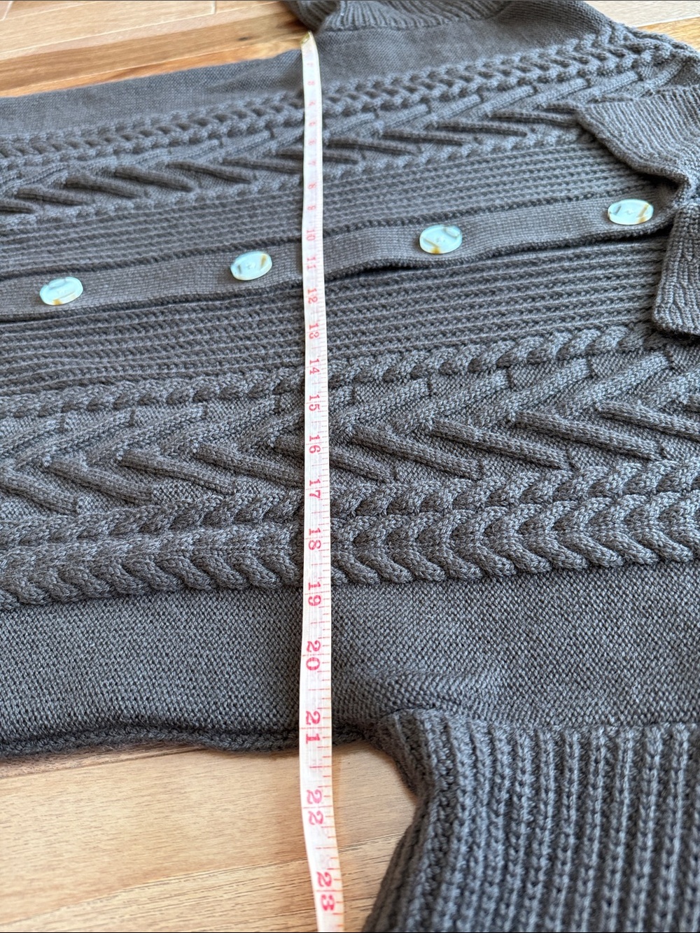 Quince Australian Merino Wool Collared Cable Cardigan chocolate brown S Small - Picture 5 of 12